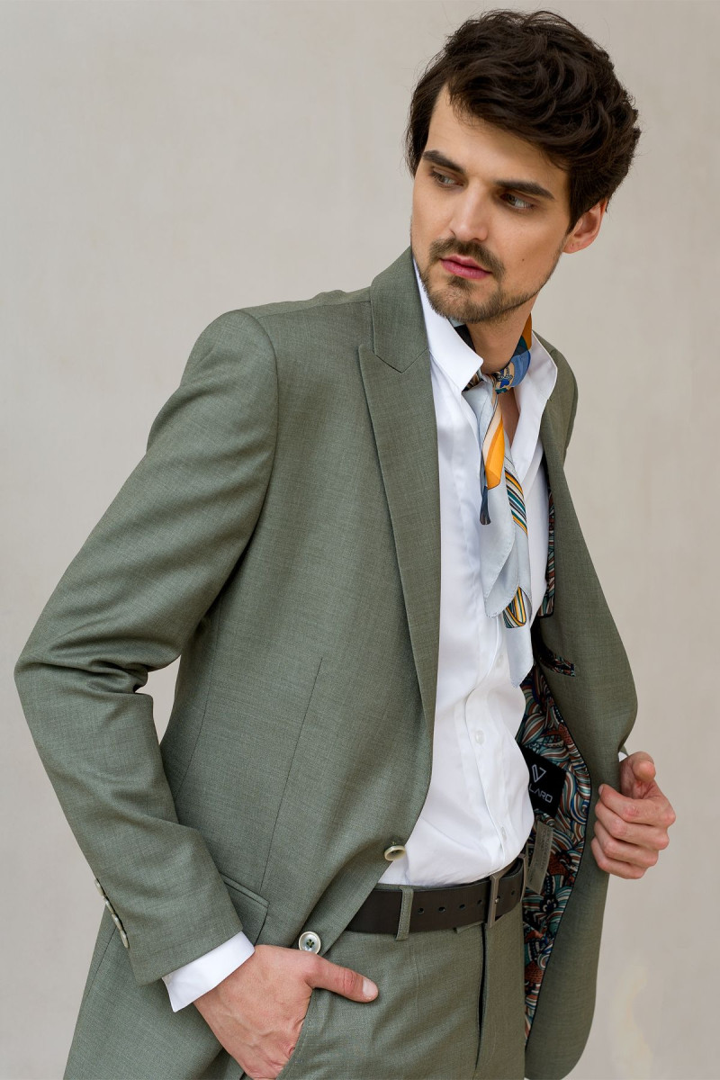 Zielony garnitur męski wór melanż | Villaro