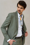 Zielony garnitur męski wór melanż | Villaro