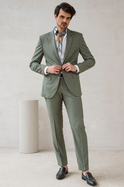 Zielony garnitur męski wór melanż | Villaro