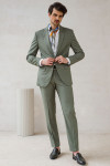 Zielony garnitur męski wór melanż | Villaro