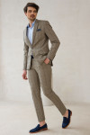 Beżowy garnitur męski wzór krata | Villaro
