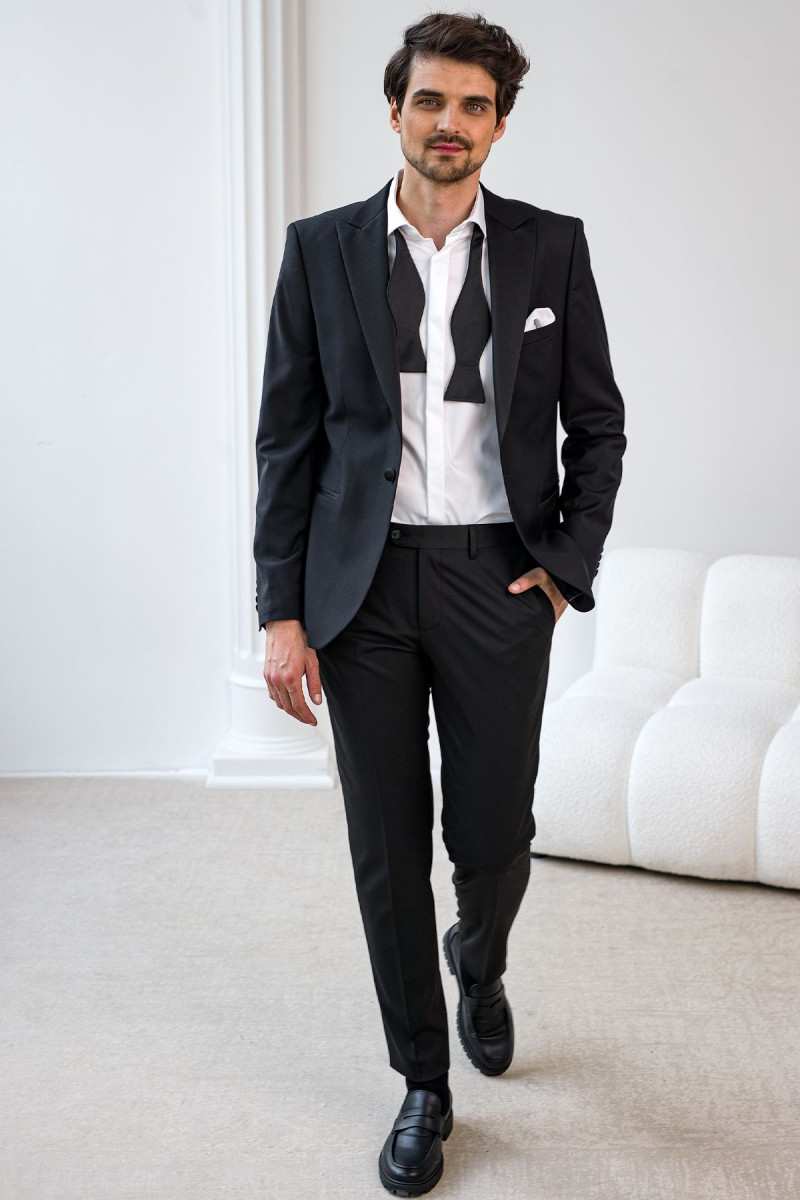 Czarny Smoking Męski