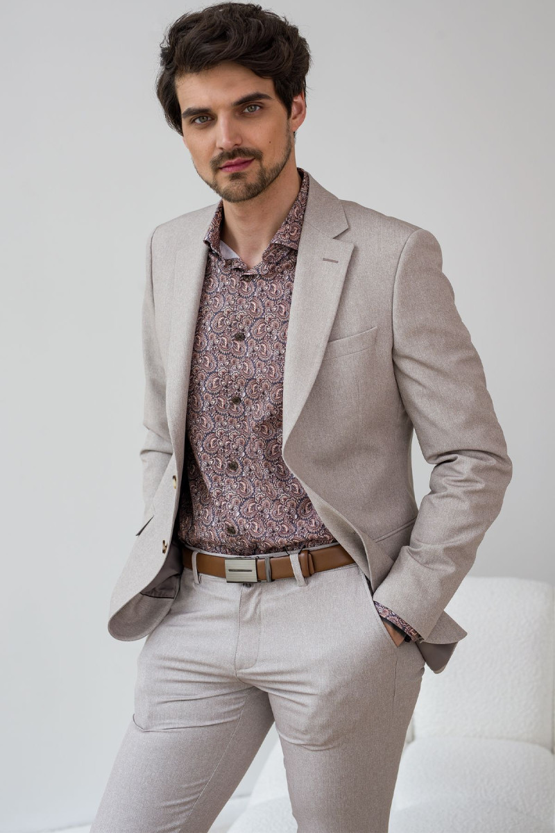 beżowa marynarka męska VILLARO slim fit