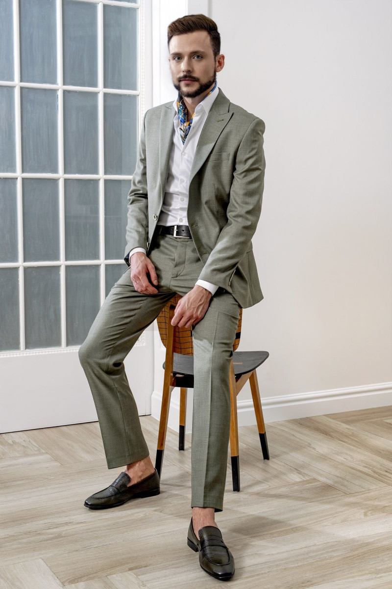 Zielone Buty Męskie Skóra