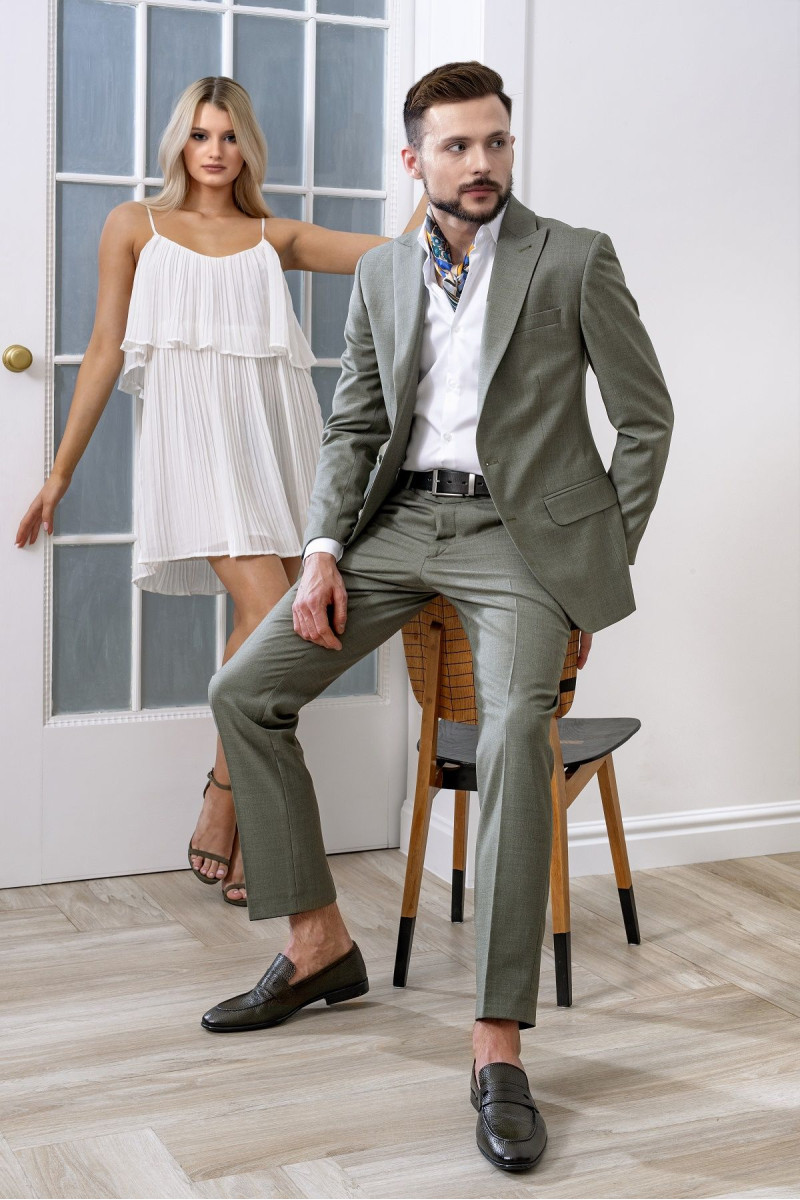 Zielone Buty Męskie Skóra