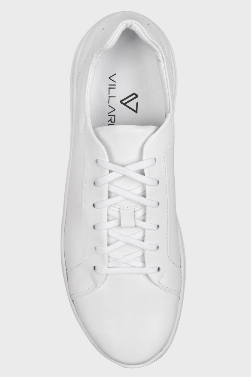 Białe Buty Męskie Skóra Trampki