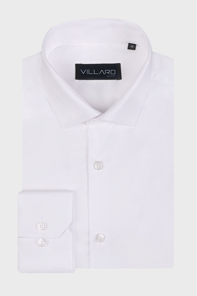 Elegancka biała koszula męska struktura | Villaro