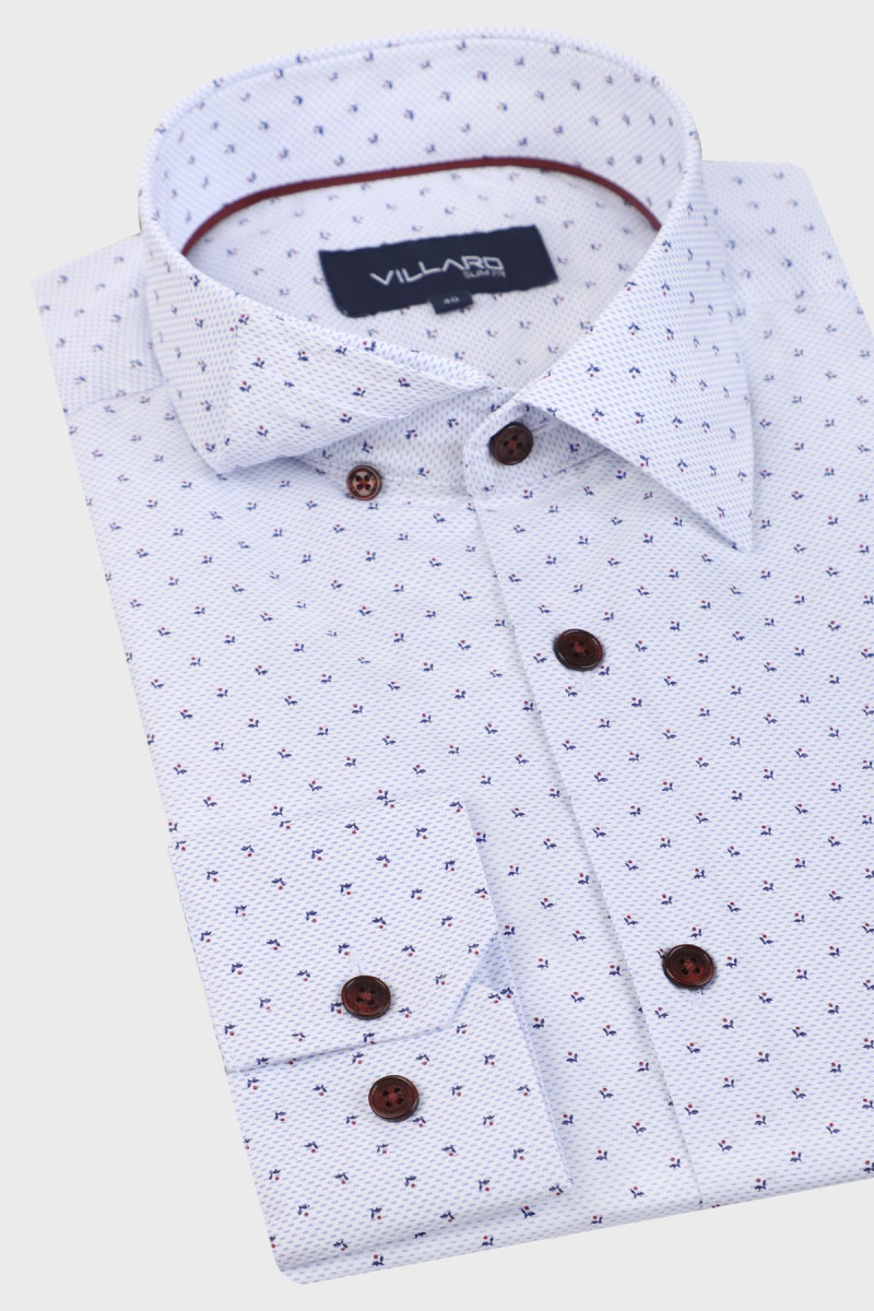 Niebieska koszula męska microwzór| Villaro
