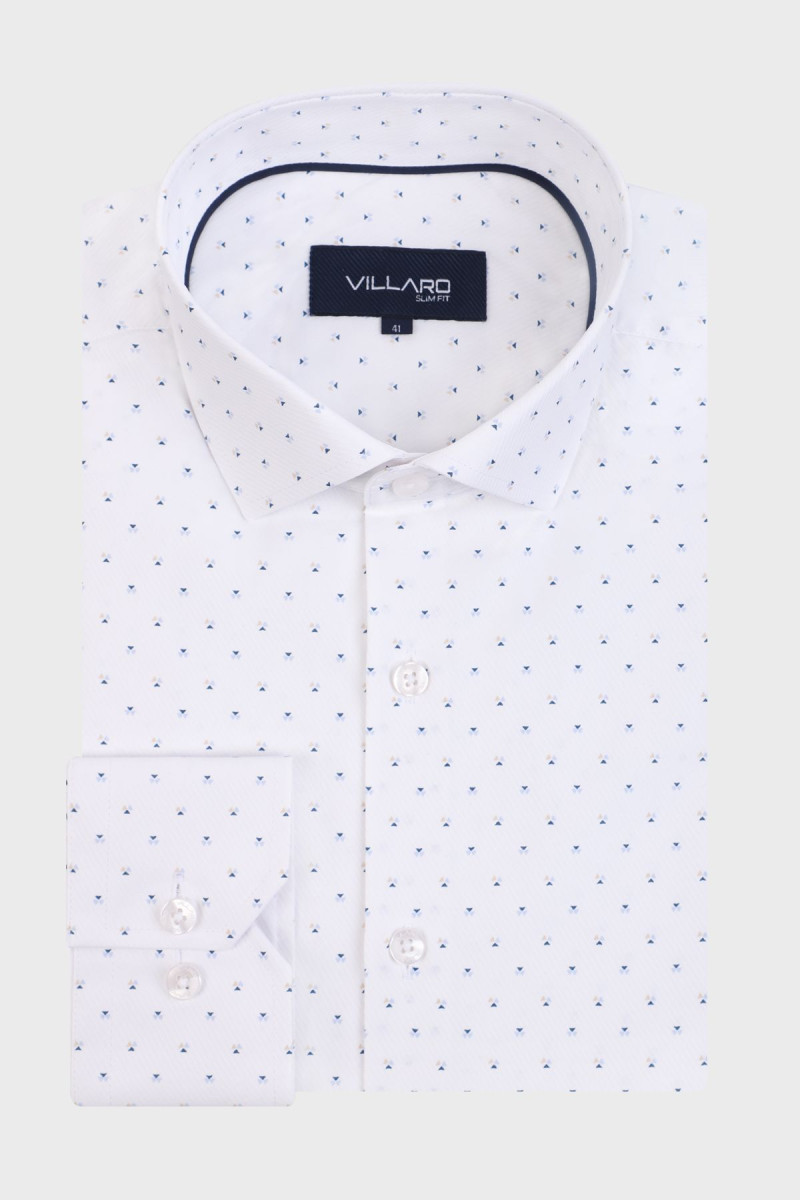 Koszula męska biała z printem | Villaro