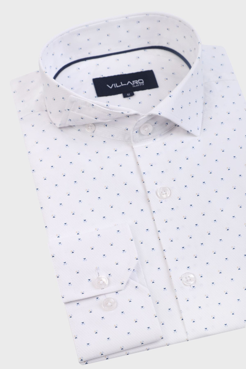 Koszula męska biała z printem | Villaro