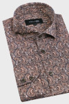 Koszula męska w kolorze brązowym wzorzysta | Villaro
