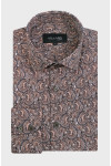 Koszula męska w kolorze brązowym wzorzysta | Villaro