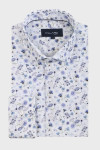 Koszula męska z drukiem kwiatowym w odcieniach niebieskiego | Villaro