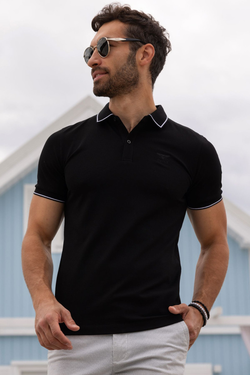 Czarna koszulka męska polo | Villaro