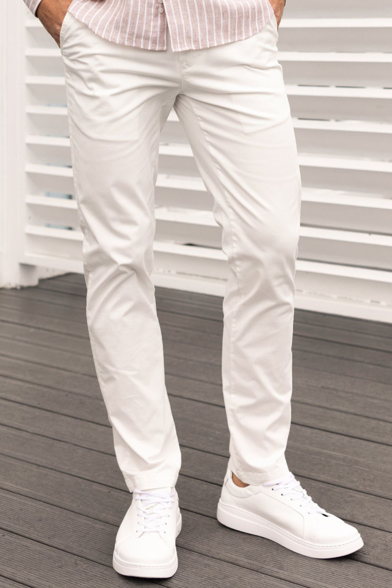 Białe Spodnie Męskie Chinosy