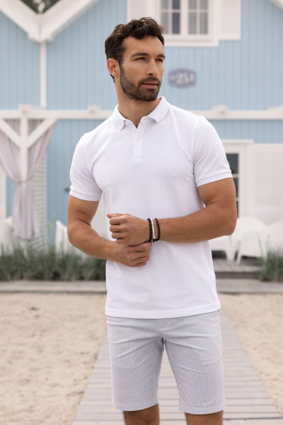 Niebieskie spodnie męskie szorty wzór| Villaro