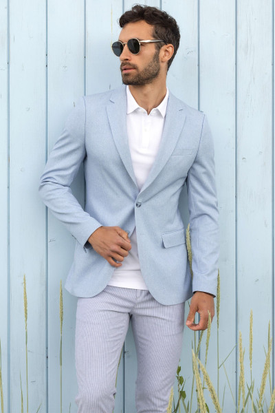 niebieska marynarka męska VILLARO slim fit przód