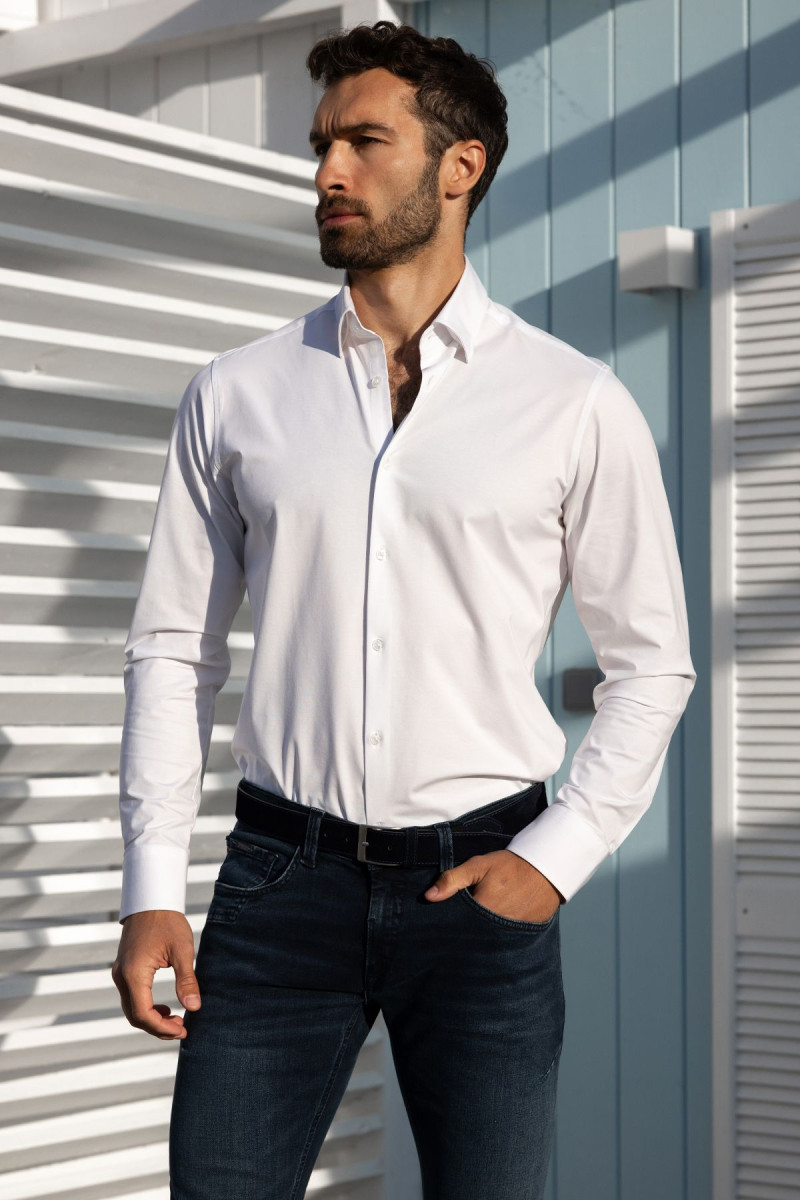 Biała koszula męska dzianina | Villaro