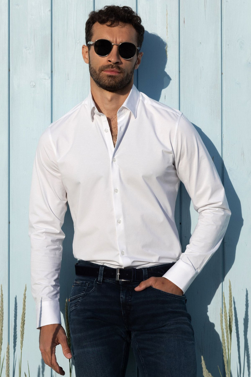 Biała koszula męska dzianina | Villaro