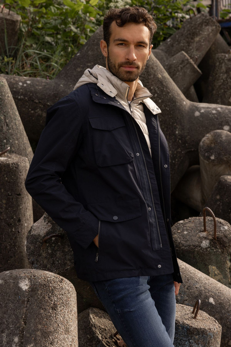 Granatowa Kurtka Męska z Kamizelką
