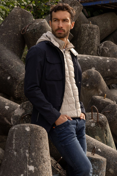 Granatowa Kurtka Męska z Kamizelką