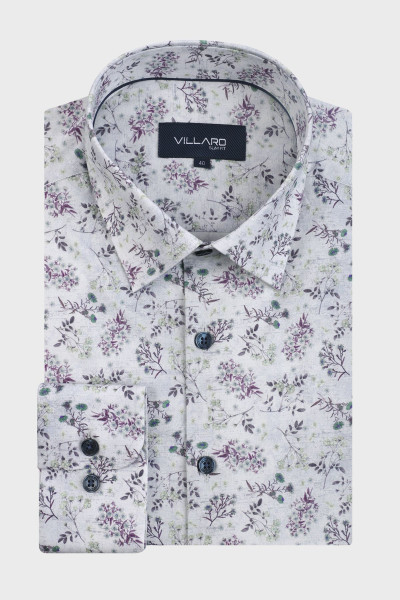 Biała koszula w fioletowe kwiaty, lawenda | Villaro