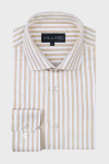 Beżowa koszula męska wzór paski | Villaro