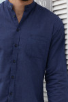 Koszula męska granatowa ze stójką lniana | Villaro