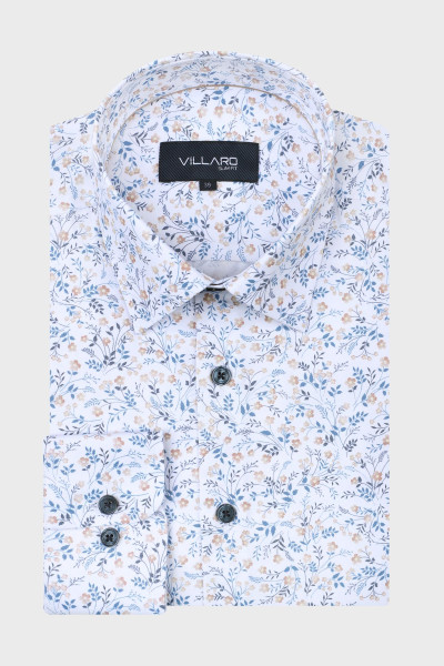 Biała koszula męska w delikatne, drobne kwiaty | Villaro