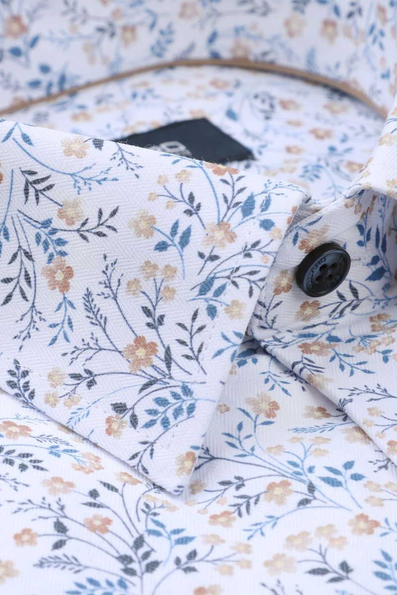 Biała koszula męska w delikatne, drobne kwiaty | Villaro