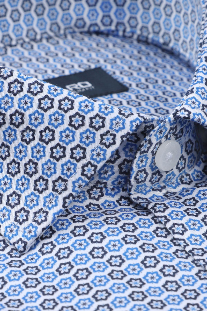 Niebieska koszula męska wzór kwiaty | Villaro