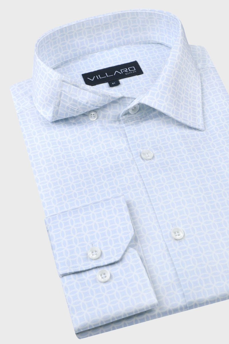 Niebieska koszula męska wzór geometryczny | Villaro