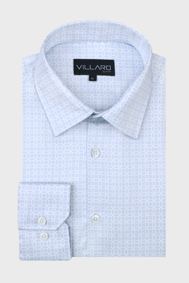 Niebieska koszula męska wzór geometryczny | Villaro