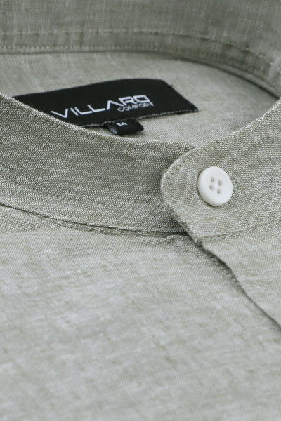 Zielona Koszula Męska Stójka Len