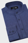 Koszula męska granatowa ze stójką lniana | Villaro