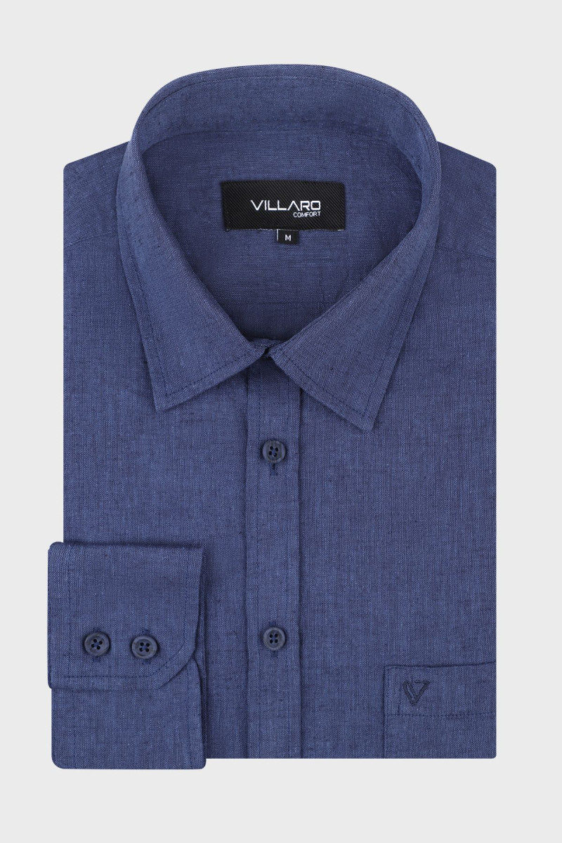 Granatowa koszula męska len | Villaro