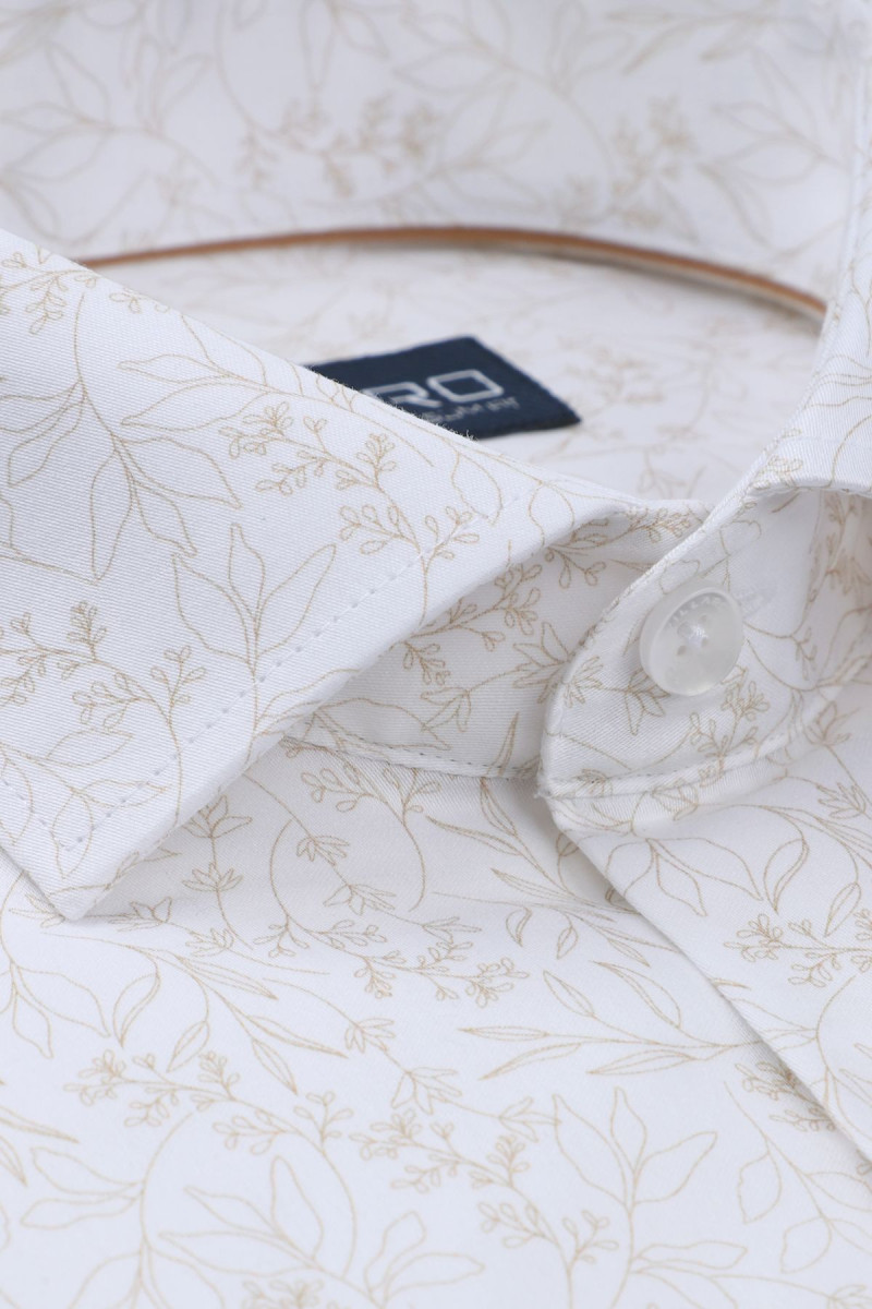 Biała koszula męska wzór roślinny | Villaro