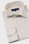 Beżowa koszula męska wzór geometryczny | Villaro