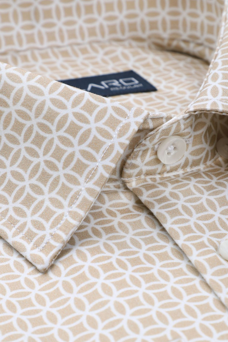 Beżowa koszula męska wzór geometryczny | Villaro
