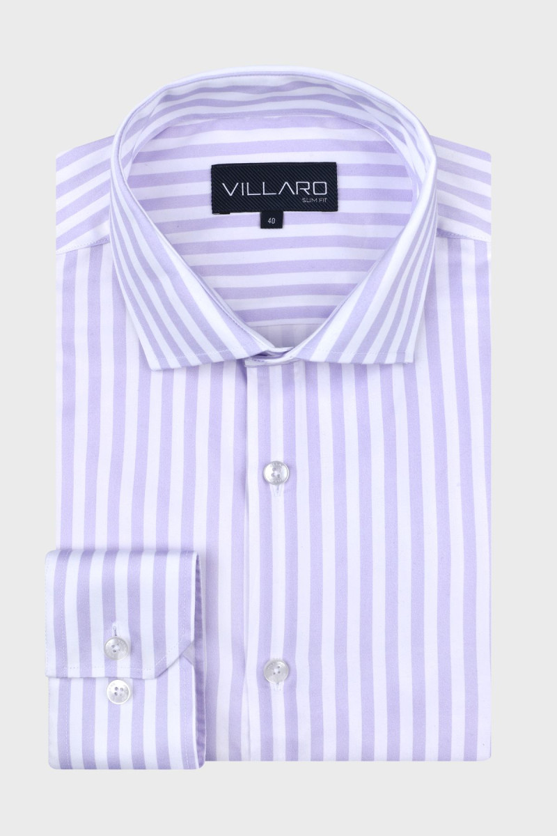 Fioletowa koszula męska wzór paski | Villaro