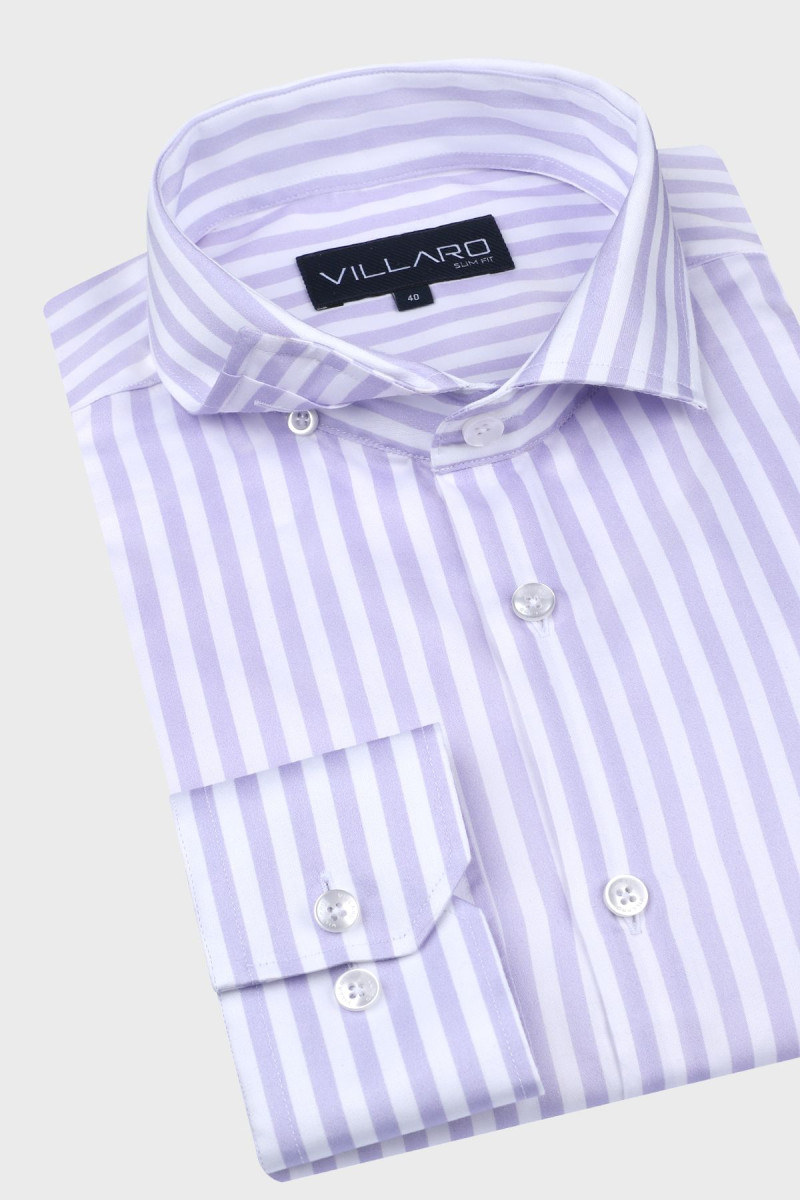 Fioletowa koszula męska wzór paski | Villaro