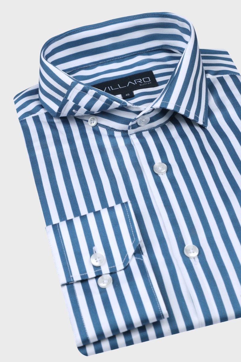 Koszula męska w granatowe paski | Villaro