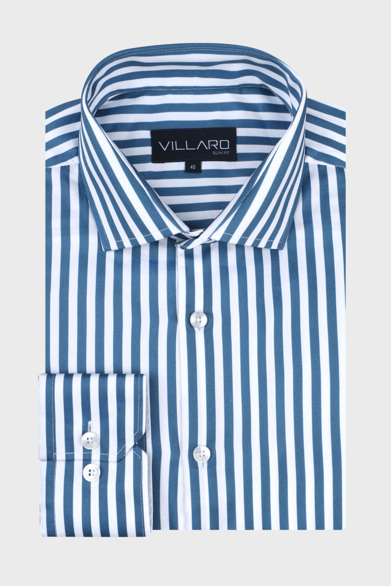 Koszula męska w granatowe paski | Villaro