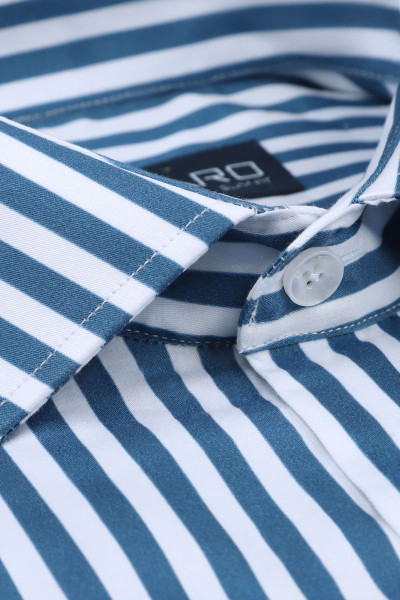 Granatowa Koszula Męska Wzór Paski