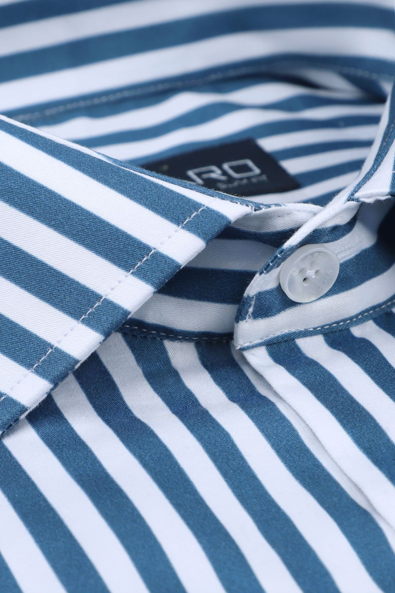 Koszula męska w granatowe paski | Villaro