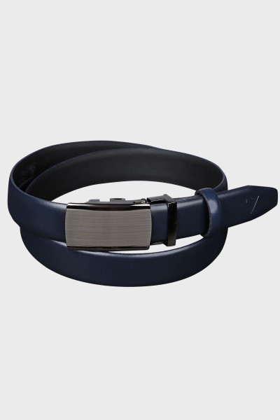 Granatowy Pasek Męski Gładki Skóra