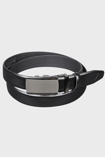 Czarny Pasek Męski Gładki Skóra
