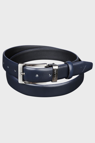 Granatowy Pasek Męski Gładki Skóra