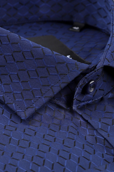Granatowa Koszula Męska Struktura