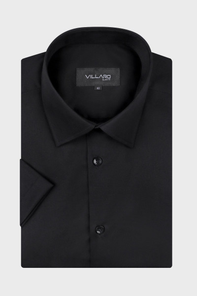 Czarna koszula męska krótki rękaw | Villaro